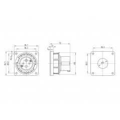 Вилка панельная прямая IP67 16А 3P+E 400В