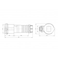 Розетка кабельная IP44 32A 2P+E 230V