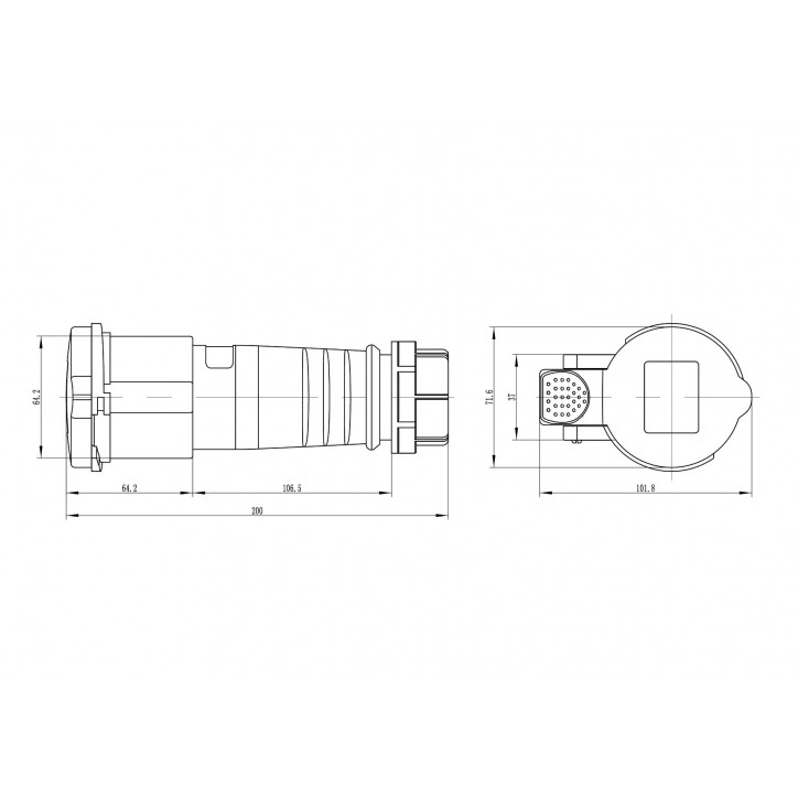 Розетка кабельная IP44 32A 2P+E 230V