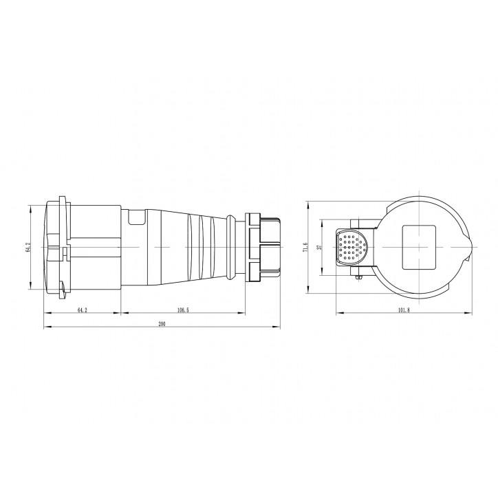 Розетка кабельная IP44 32A 3P+E 400V Розетка кабельная IP44 32A 3P+E 400V