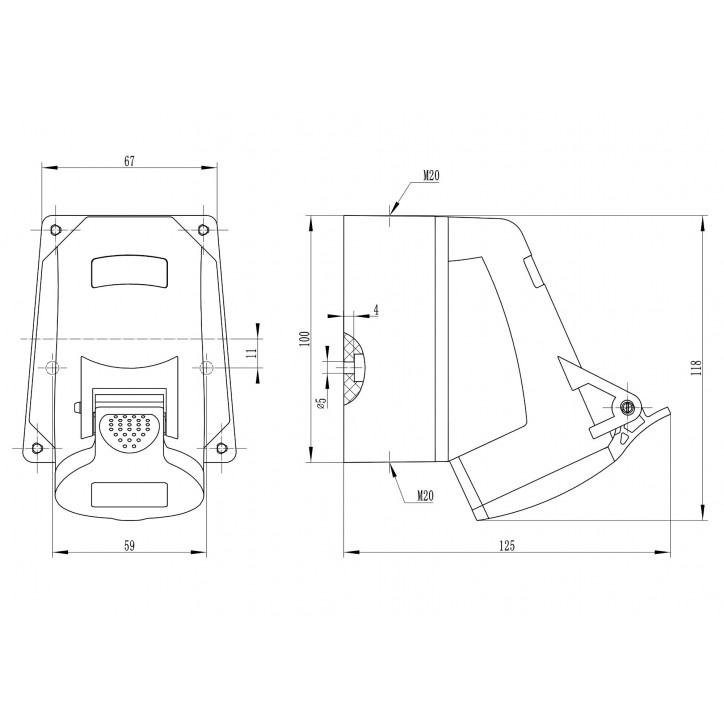 Розетка кабельная наружная IP44 16A 3P+E 400V Розетка кабельная наружная IP44 16A 3P+E 400V