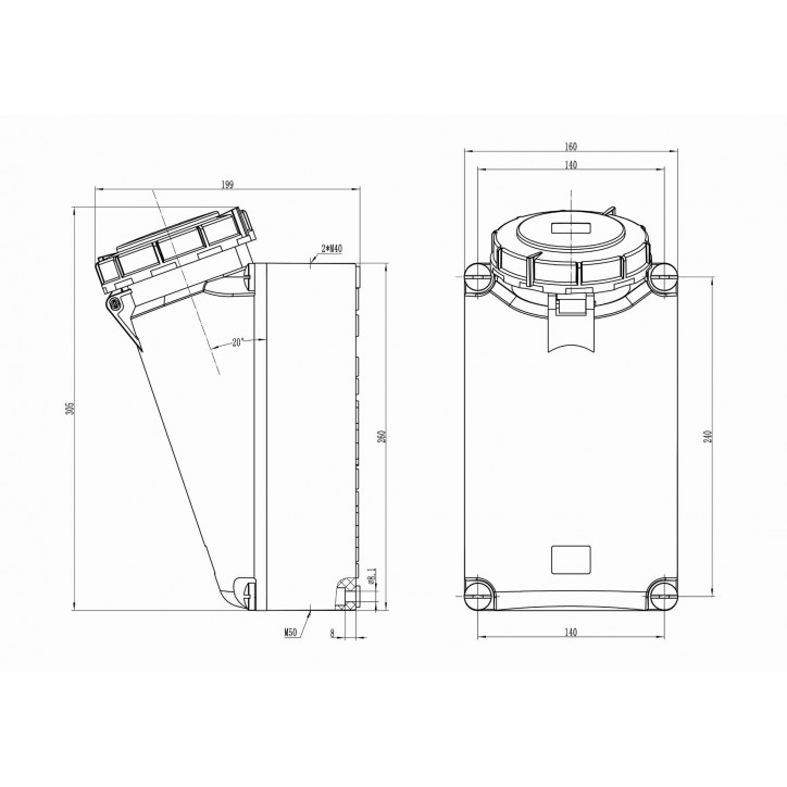 Розетка наружной установки IP67 125 A 3P+E 400V Розетка наружной установки IP67 125 A 3P+E 400V