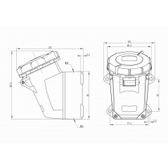 Розетка наружная IP67 16А 3P+E+N 400V