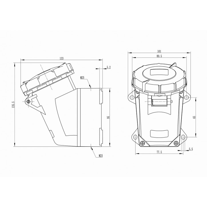 Розетка наружная IP67 16А 3P+E+N 400V Розетка наружная IP67 16А 3P+E+N 400V