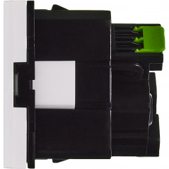 Розетка с заземлением - безвинтовые зажимы - без шторок 16А 250В - 45°- 2 модуля - белый