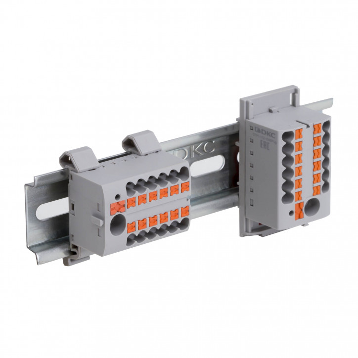 Блок распределительный, зажим push-in, 1 ввод 6 кв.мм, 18 точек подключения 2,5 кв.мм, серый Блок распределительный, зажим push-in, 1 ввод 6 кв.мм, 18 точек подключения 2,5 кв.мм, серый