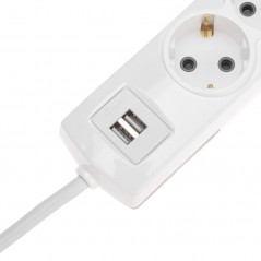 Удлинитель PREMIUM 6 гнезд, 3 м, 3х1,5 мм2, с/з, 2 USB, белый
