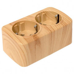 Розетка 2-местная ОП Минск 16А с заземлением светлое дерево