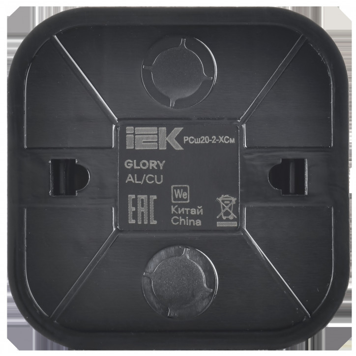 GLORY Розетка 1-местная для открытой установки без заземления с защитными шторками 10А РСш20-2-ХСм сталь матовый IEK