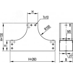 Ответвитель Т-образный вверх TS основание 80 в комплекте с крепежными элементами и соединительными пластинами