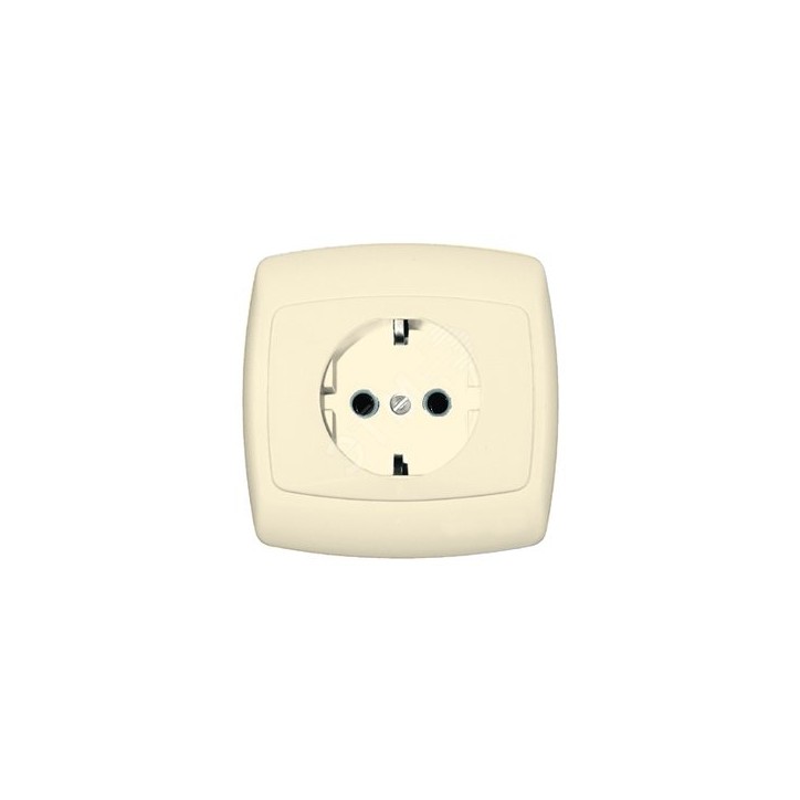 РОНДО С/У РОЗЕТКА с заземлением без шторок 16А. 250В. СЛОНОВАЯ КОСТЬ. Россия