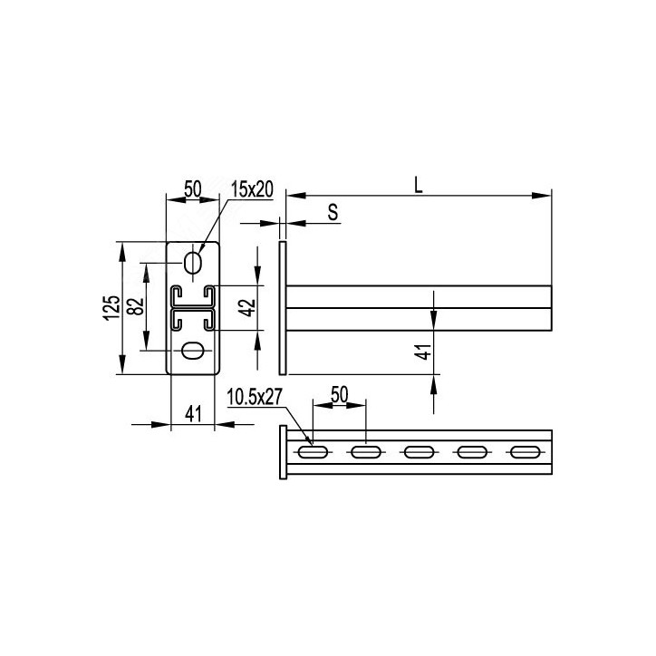 Кронштейн двойной DBM основание 500 мм горячеоцинкованный Кронштейн двойной DBM основание 500 мм горячеоцинкованный