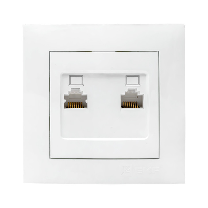 Валенсия розетка компьютерная RJ-45 2-местная белая Валенсия розетка компьютерная RJ-45 2-местная белая