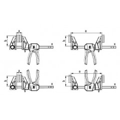 Струбцина пистолетного типа, 1.4 кН, 600 мм x 80 мм, распор 195 - 765 мм, с вращающейся на 360 градусов рукояткой, EZ360