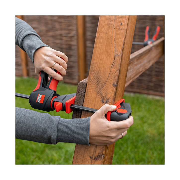 Струбцина пистолетного типа, 1.4 кН, 600 мм x 80 мм, распор 195 - 765 мм, с вращающейся на 360 градусов рукояткой, EZ360