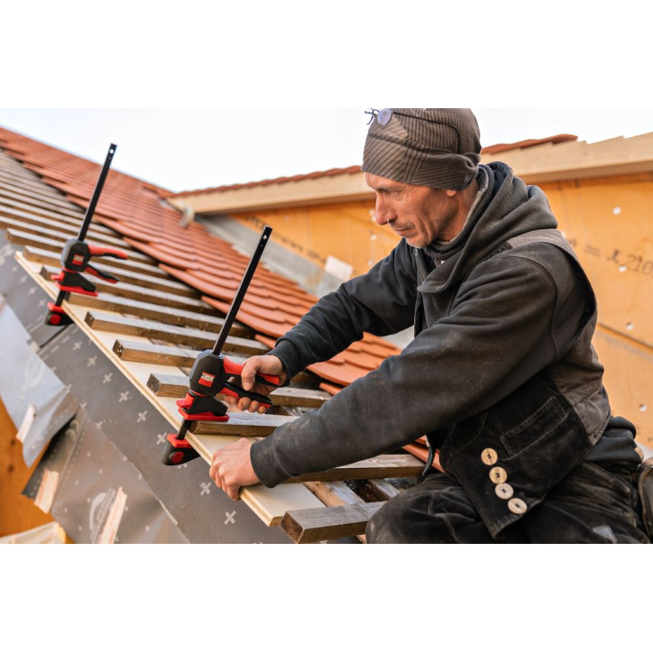 Струбцина пистолетного типа, 1.4 кН, 600 мм x 80 мм, распор 195 - 765 мм, с вращающейся на 360 градусов рукояткой, EZ360