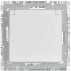 BRITE Розетка 1-местная с заземлением с защитными шторками и крышкой 16А IP44 РСбш10-3-44-БрАБ арктический белый IEK