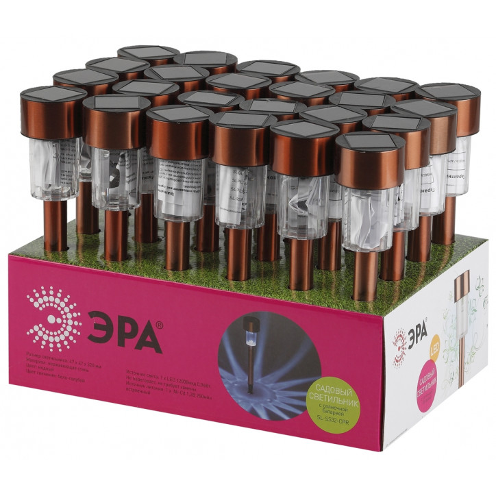 Садовый светильник на солнечной батарее, нержавею щая сталь, ''медный'', 32 см SL-SS30-CPR