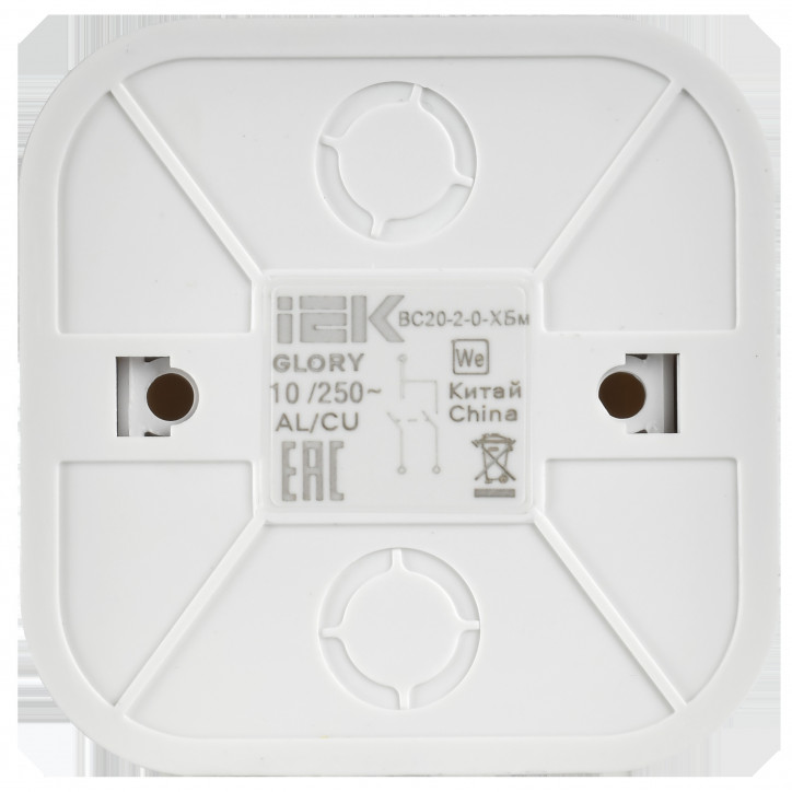 GLORY Выключатель 2-клавишный для открытой установки 10А ВС20-2-0-ХБм белый матовый IEK