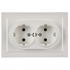 BRITE Розетка двойная с заземлением без защитных шторок 16А в сборе РС12-3-БрЖ жемчуг