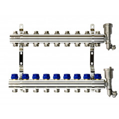 Коллекторная группа FHF-9R set 9 контуров 1'x3/4' c воздухоотводчиками и кронштейнами