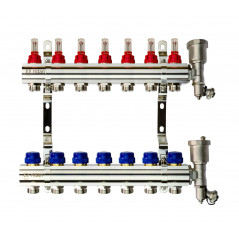 Коллекторная группа FHF-7RF set 7 контуров 1'x3/4' с расходомерами, воздухоотводчиками и кронштейнам