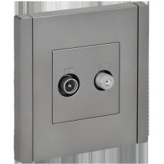 FORTE@PIANO Розетка двойная TV+SAT FP538 сталь IEK