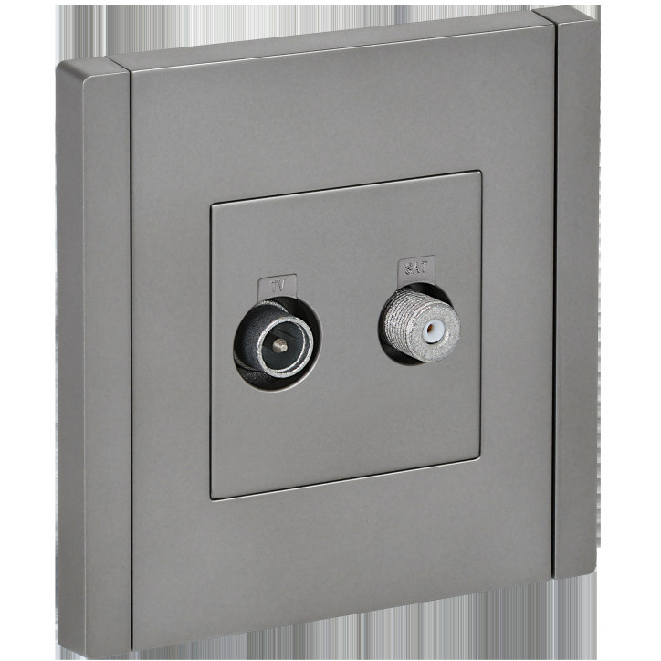 FORTE@PIANO Розетка двойная TV+SAT FP538 сталь IEK