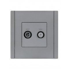 FORTE@PIANO Розетка двойная TV+SAT FP538 сталь IEK