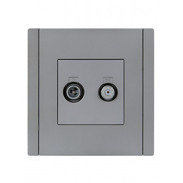 FORTE@PIANO Розетка двойная TV+SAT FP538 сталь IEK