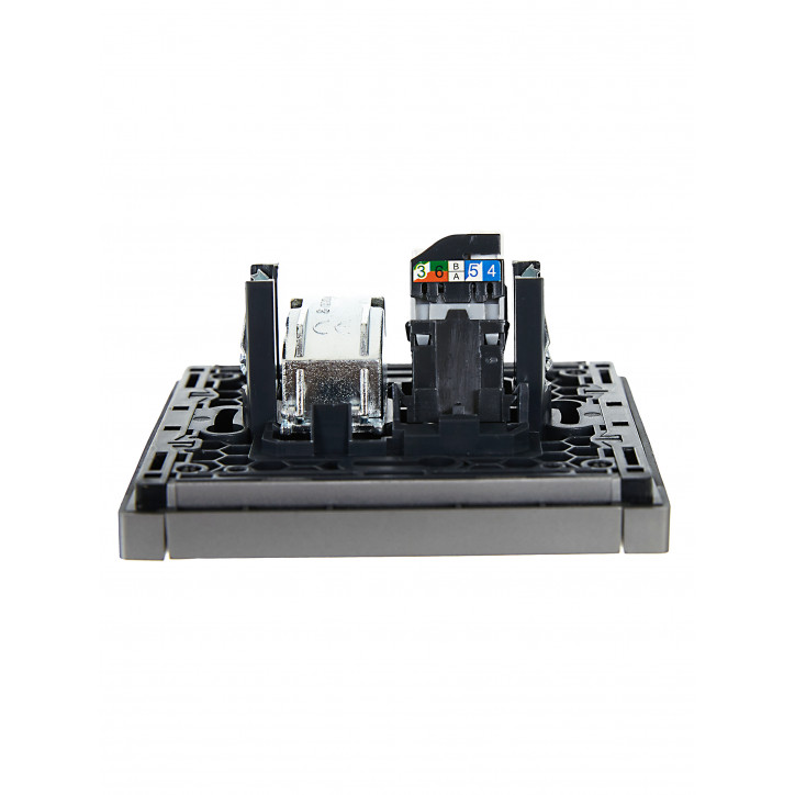 FORTE@PIANO Розетка двойная TV+RJ45 кат.5E FP536 сталь IEK