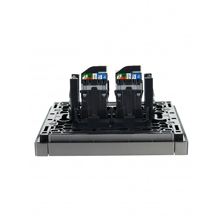 FORTE@PIANO Розетка компьютерная двойная RJ45 кат.5E FP533 сталь IEK FORTE@PIANO Розетка компьютерная двойная RJ45 кат.5E FP533 сталь IEK