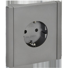 FORTE@PIANO Розетка 1-местная с заземлением без защитных шторок винтовое крепление 16А FP516 сталь IEK