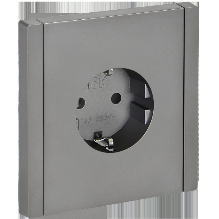 FORTE@PIANO Розетка 1-местная с заземлением с защитными шторками безвинтовое крепление 16А FP513 сталь IEK