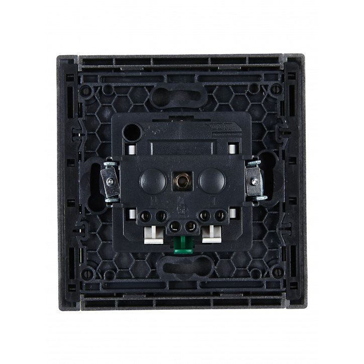 FORTE@PIANO Розетка 1-местная с заземлением с защитными шторками безвинтовое крепление 16А FP513 сталь IEK