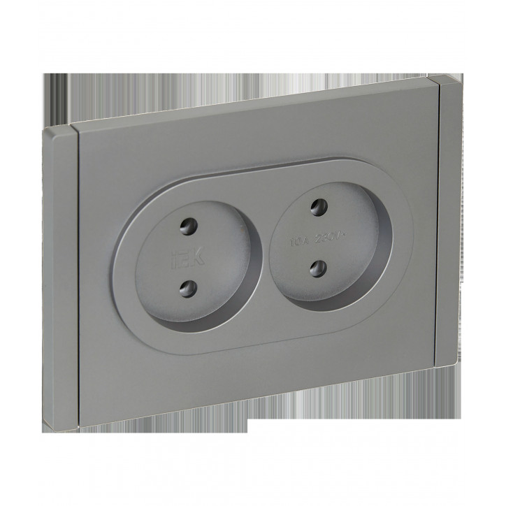 FORTE@PIANO Розетка 2-местная без заземления без защитных шторок безвинтовое крепление 10А FP526 сталь IEK FORTE@PIANO Розетка 2-местная без заземления без защитных шторок безвинтовое крепление 10А FP526 сталь IEK