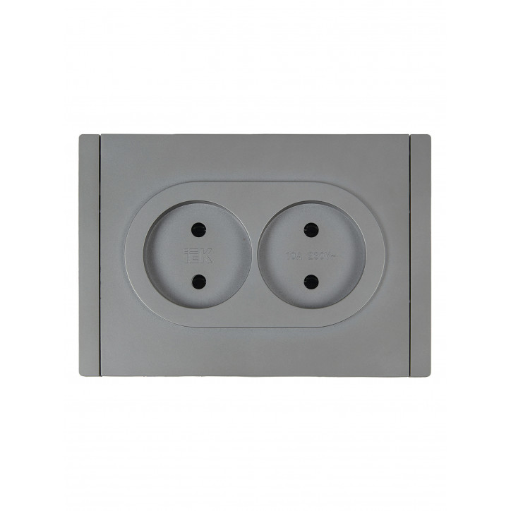 FORTE@PIANO Розетка 2-местная без заземления без защитных шторок безвинтовое крепление 10А FP526 сталь IEK FORTE@PIANO Розетка 2-местная без заземления без защитных шторок безвинтовое крепление 10А FP526 сталь IEK