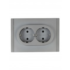 FORTE@PIANO Розетка 2-местная с заземлением без защитных шторок безвинтовое крепление 16А FP524 сталь IEK