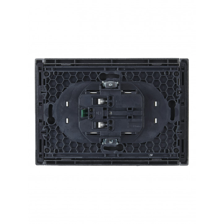 FORTE@PIANO Розетка 2-местная с заземлением без защитных шторок безвинтовое крепление 16А FP524 сталь IEK