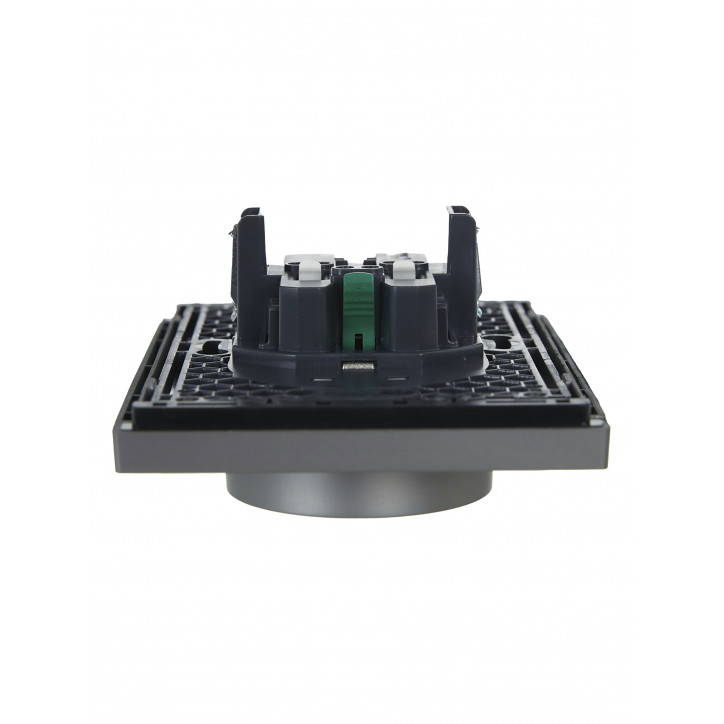 FORTE@PIANO Розетка 2-местная с заземлением без защитных шторок безвинтовое крепление 16А FP524 сталь IEK