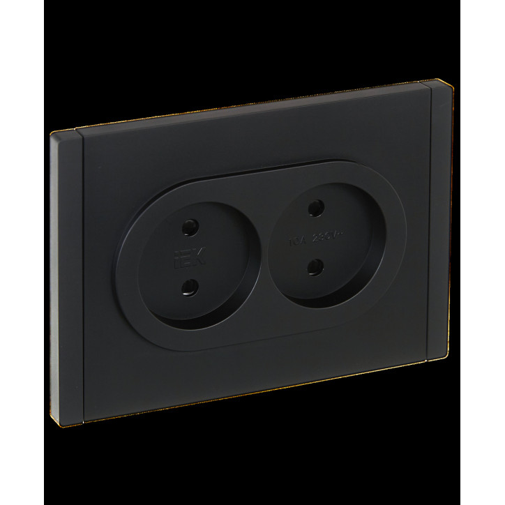 FORTE@PIANO Розетка 2-местная без заземления с защитными шторками безвинтовое крепление 10А FP125 черный IEK