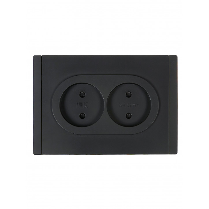 FORTE@PIANO Розетка 2-местная без заземления с защитными шторками безвинтовое крепление 10А FP125 черный IEK