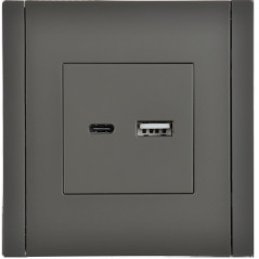 FORTE@PIANO Розетка USB A+C 18Вт FP351 серый IEK