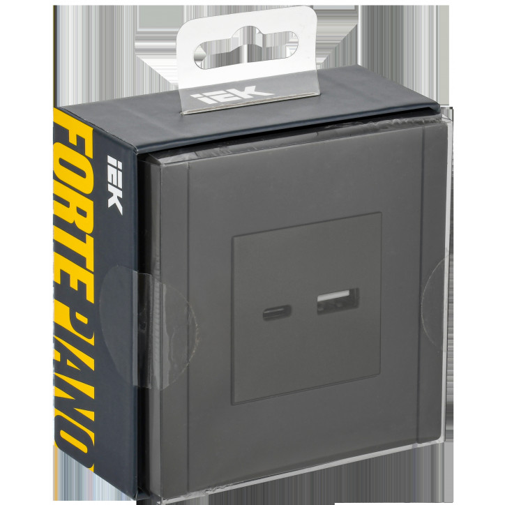 FORTE@PIANO Розетка USB A+C 18Вт FP351 серый IEK FORTE@PIANO Розетка USB A+C 18Вт FP351 серый IEK