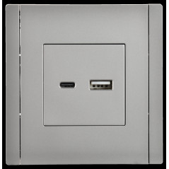 FORTE@PIANO Розетка USB A+C 18Вт FP551 сталь IEK