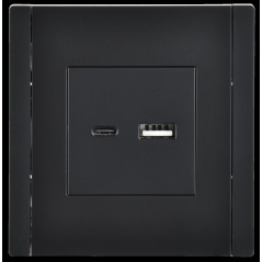 FORTE@PIANO Розетка USB A+C 3,1А FP150 черный IEK