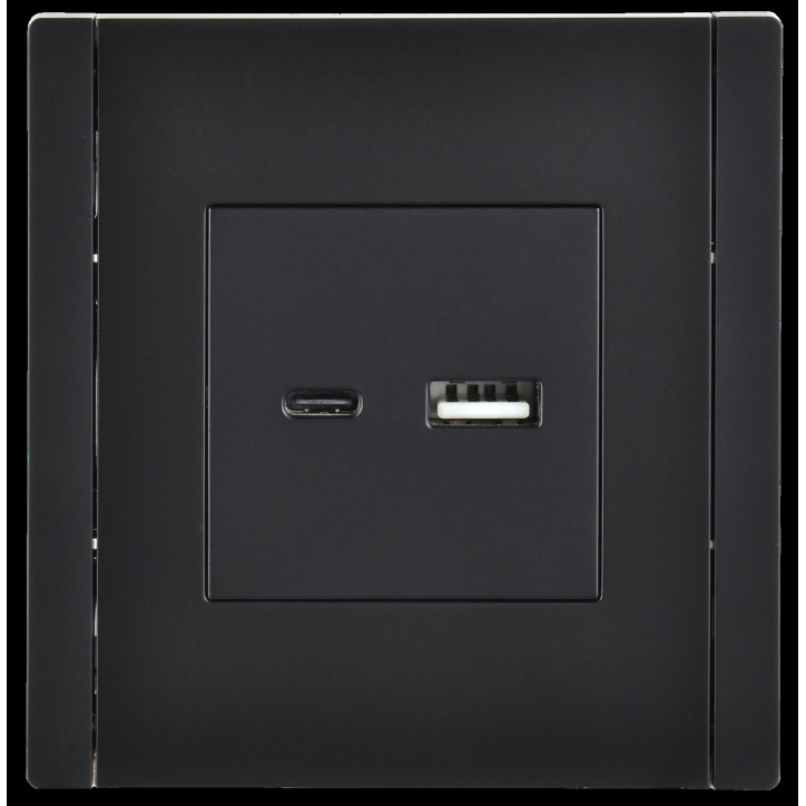 FORTE@PIANO Розетка USB A+C 3,1А FP150 черный IEK