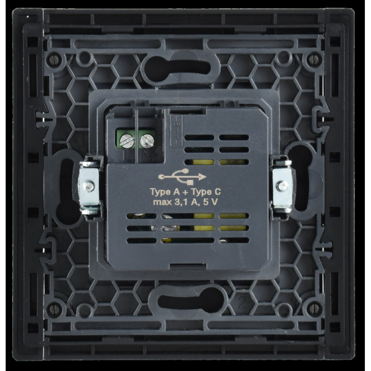 FORTE@PIANO Розетка USB A+C 3,1А FP150 черный IEK