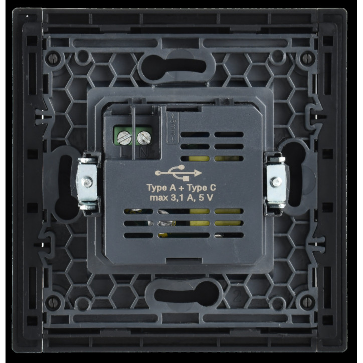 FORTE@PIANO Розетка USB A+C 3,1А FP550 сталь IEK FORTE@PIANO Розетка USB A+C 3,1А FP550 сталь IEK