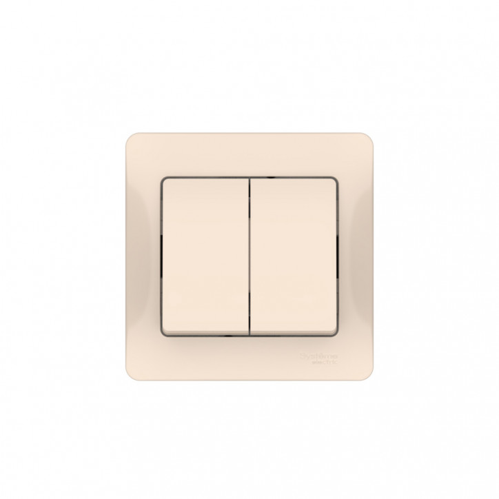 GLOSSA 2-клавишный ВЫКЛЮЧАТЕЛЬ, сх.5, 10АХ, в сборе, быстрозажимные клеммы, БЕЖЕВЫЙ